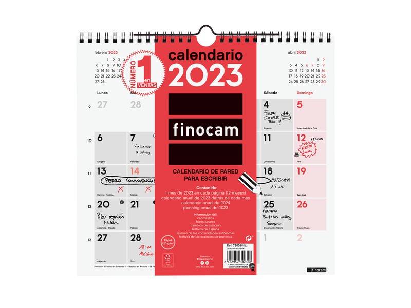 Calendario Finocam neutro para pared y escribir Tamaño M 2023 Cartabon