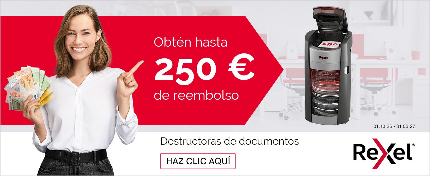 Reembolso de hasta 250€ por la compra de tu destructora Rexel