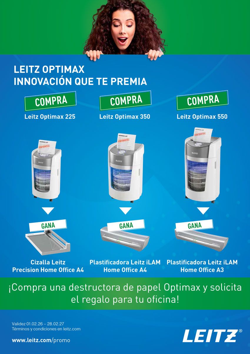 Consigue un regalo seguro con la compra de tu destructora Leitz Optimax