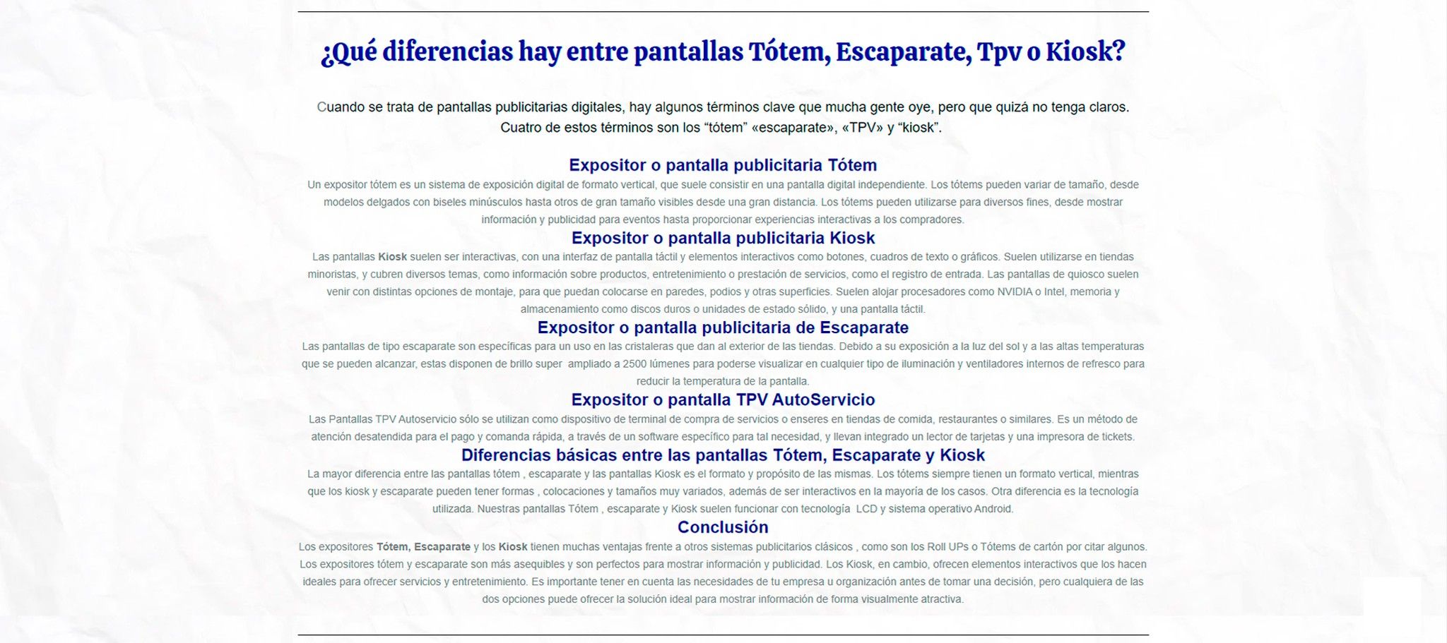 Diferencias entre nuestras pantallas publicitarias