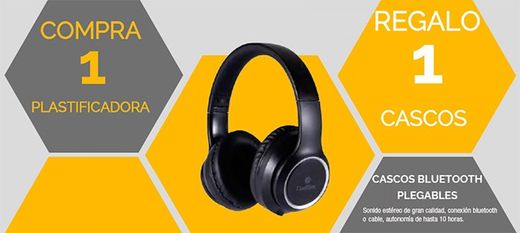 Regalo de cascos bluetooth con tu plastificadora