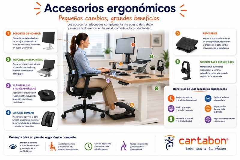 Qué accesorios ergonómicos son recomendables