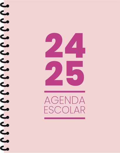 Agenda escolar 24-25 A6 Tapa Polipropileno Día Página Rosa Claro