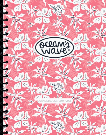 Agenda escolar 24-25 Ocean´s Wave A5 Tapa Cartón 2 Días Página Bora Bora Coral