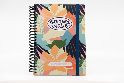 Diário escolar 24-25 Ocean's Wave A5 Capa de papelão 2 dias Página de flores