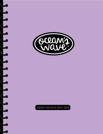 Agenda escolar 24-25 Ocean´s Wave A5 Tapa Cartón 2 Días Página Lila Pastel