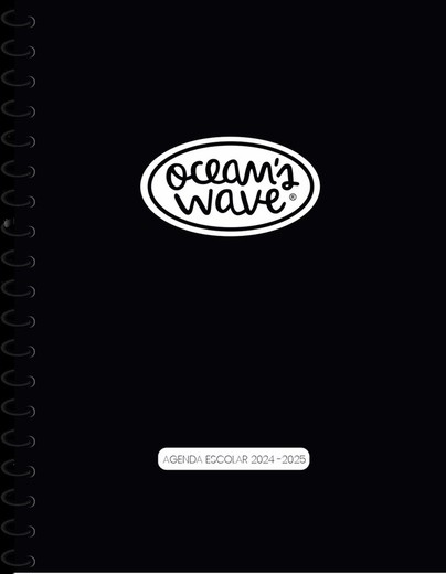 Agenda escolar 24-25 Ocean´s Wave A5 Tapa Cartón 2 Días Página Negra