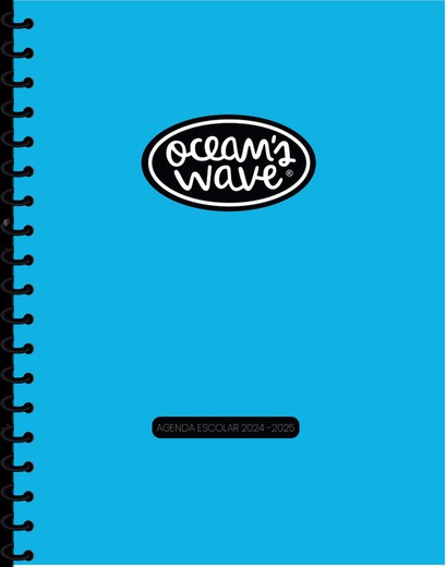 Agenda escolar 24-25 Ocean´s Wave A6 Tapa Cartón Día Página Azul Neón