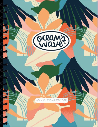 Agenda escolar 24-25 Ocean´s Wave A6 Tapa Cartón Día Página Flowers