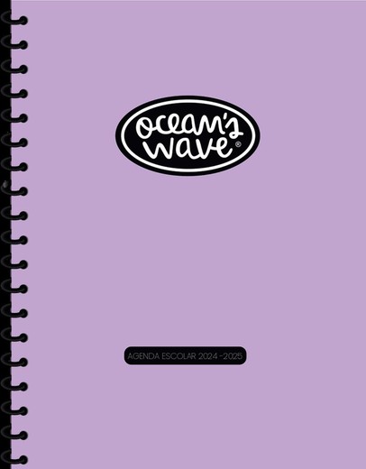 Diário escolar 24-25 Ocean's Wave A6 Capa de papelão Página do dia Pastel Lilás