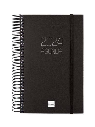 Agenda Espiral Opaque 2024 E5-117x181 1 Día Página Negro