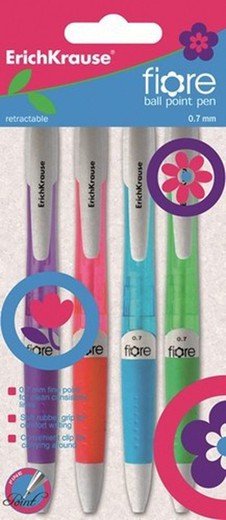 Blister 4 stylos rétractables fiore