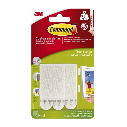 Blister 4 Tiras blancas para cuadros hasta 5kg 17201 Command 7100127044