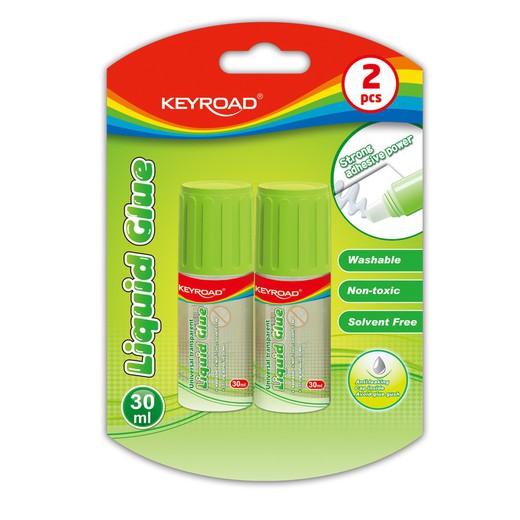 Blíster con 2 tubos de pegamento líquido transparente Keyroad