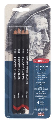Blister de 4 lápis carvão Derwent