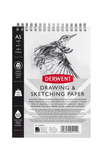 Bloco de desenho Derwent A5, 30 folhas 165 g