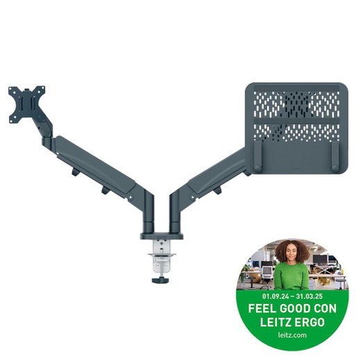 Brazo doble para monitor y portátil Leitz Ergo Space Saving