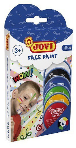 Boîte de 6 pots de couleurs différentes face paint jovi makeup.