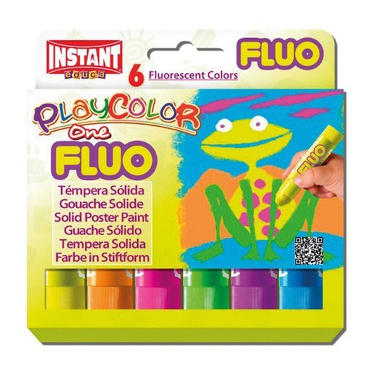 Boite de 6 crayons tempera solides playcolor fluor