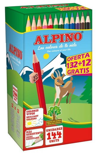 Caixa com 144 lápis de cor alpino
