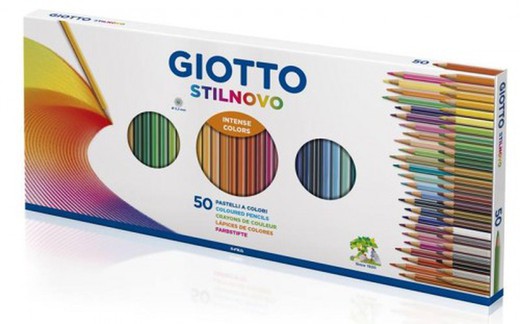 Caja con 50 lápices de colores stilnovo con sacapuntas de regalo