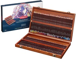 Caixa de madeira de 72 lápis derwent de cores suaves