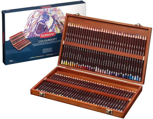 Caja de madera de 72 lápices Derwent coloursoft