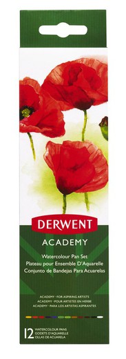 Caixa metálica 12 pastilhas de aquarela Derwent (inclui pincel)
