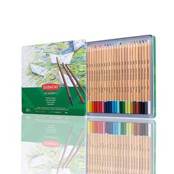 Caixa metálica com 24 lápis de cor aquarela Derwent