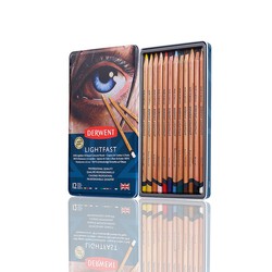 Caja metálica de 12 lápices Derwent Lightfast (resistentes a la luz)