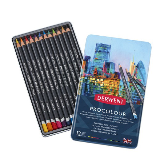 Boîte métal de 12 crayons Derwent Procolour