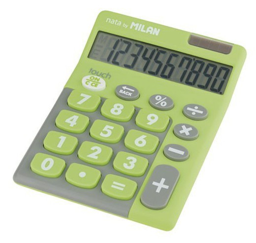 calculadora nata by milan, 10 dígitos em cores diferentes