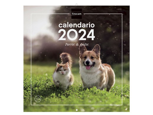 Calendario Imágenes Pared 30x30 Escribir 2024 30X30 Mes Vista Perros y gatos