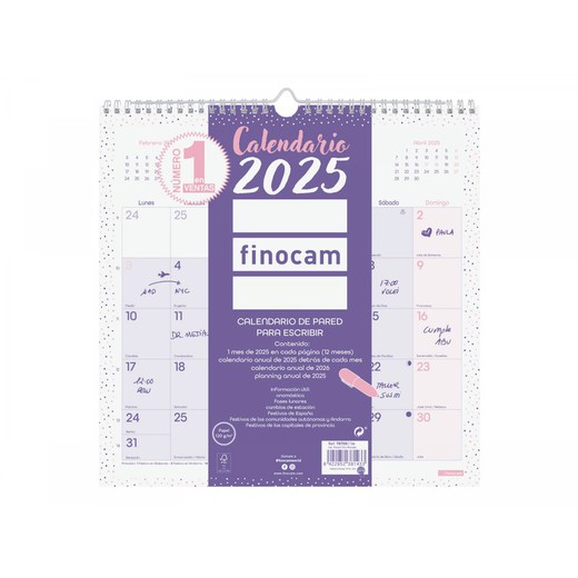 Calendario de pared Chic 30X30 cm 2025 Morado