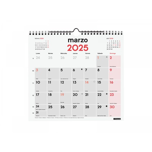 Calendario de pared 2025