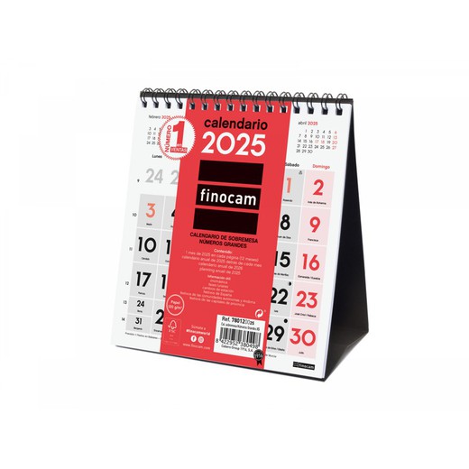 Calendário de mesa Grandes números Xs 2025