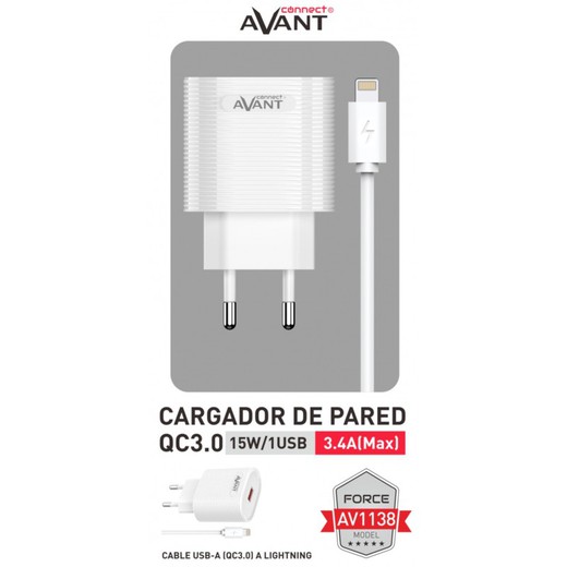 Cargador de corriente Avant Connect  USB + Lightning
