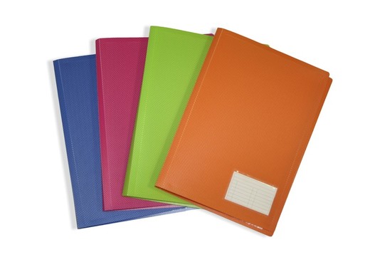 Carpeta con 20 fundas. Colores neon y pastel