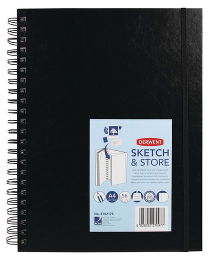 Cuaderno de dibujo Sketch and Store Derwent A4, 56 hojas 165 grs