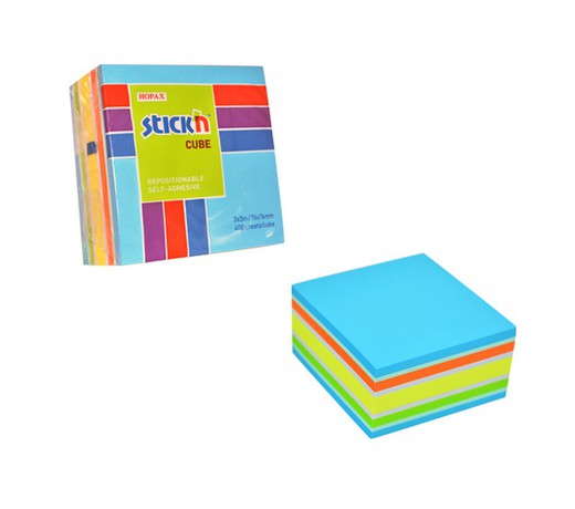 Cube 400 notes autocollantes couleurs fluo 2