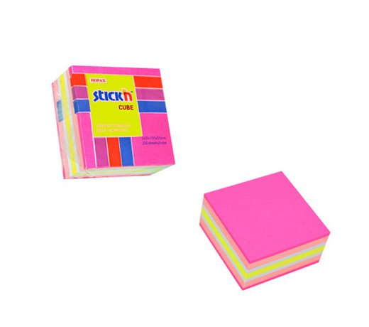 Cube 400 notes autocollantes de couleur fluo