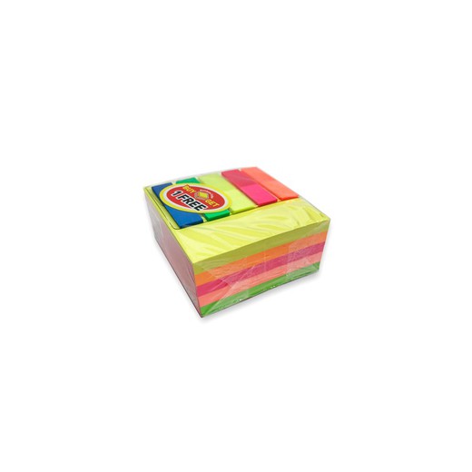 Cube de 400 notes autocollantes + drapeaux