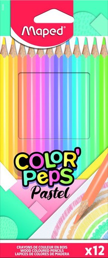 Estuche 12 lápices de colores pastel color peps