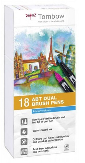 Estuche de 18 rotuladores abt dual brush pen de tombow
