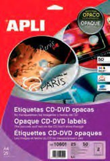 Etiquettes apli cd/dvd 117mm opaque laser jet d'encre