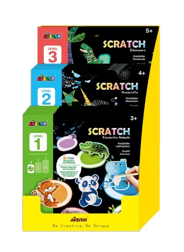 Expositor Scratch Rasca 3 niveles Animales