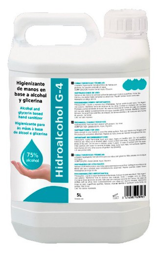 Gel hidroalcoólico g-4. recipiente de 5 litros.