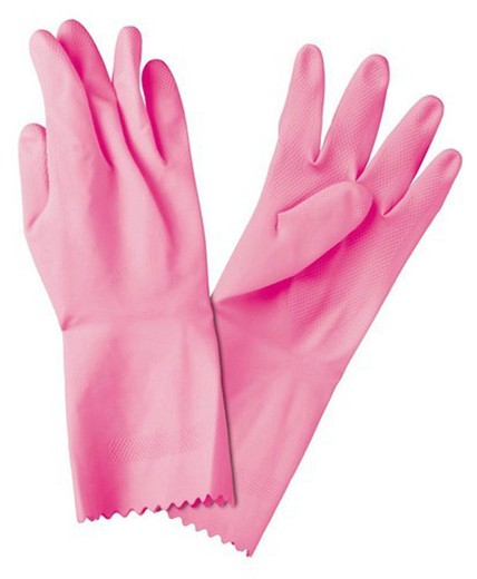 Guantes látex flocado rosa de cegasa