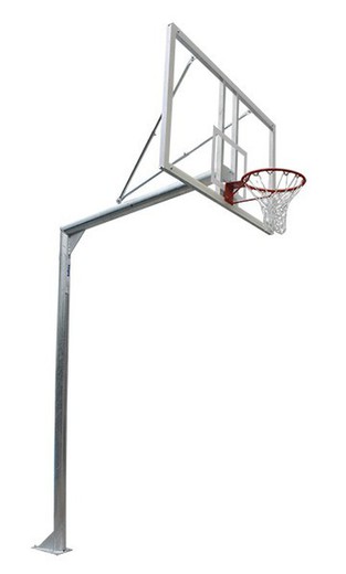 Juego de canastas galvanizadas fijas para baloncesto sin tablero y aro.