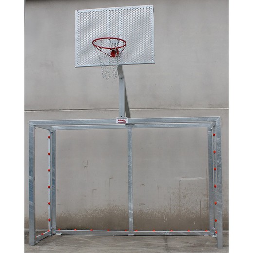 Conjunto de metas para futsal e cesta de basquete galvanizada